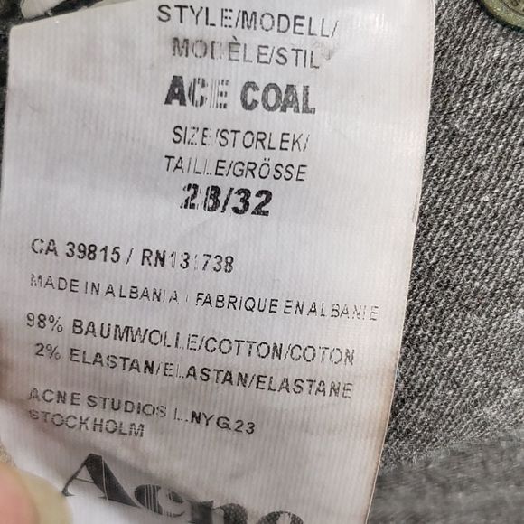 Acne Studios ACE in Coal Skinny/Slim Jeans Size 28/32 - Picture 5 of 6